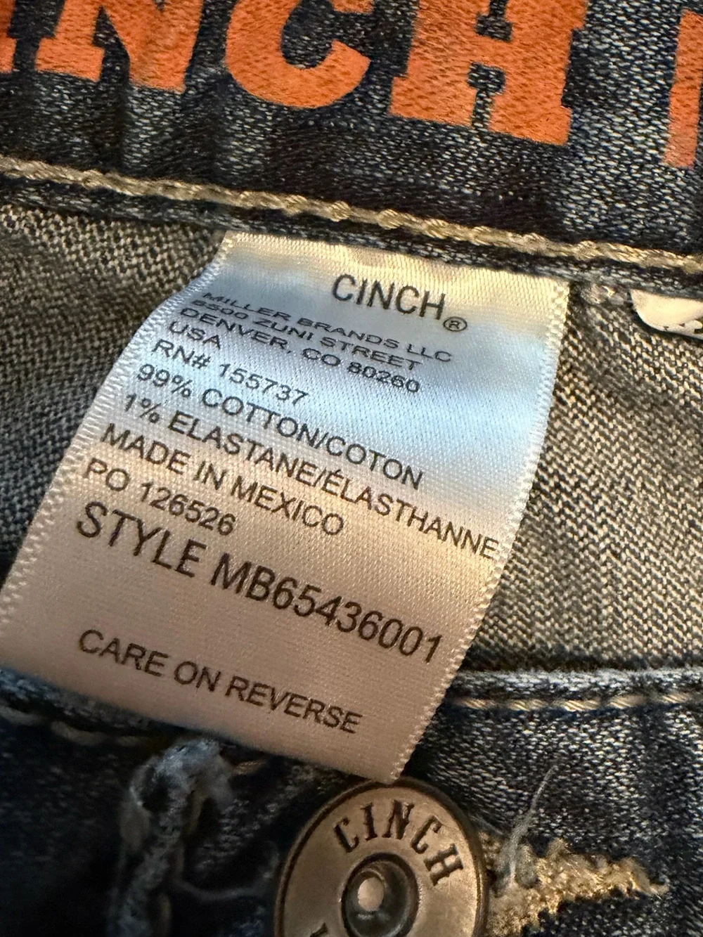Men’s Cinch Ian Mid Rise Slim Boot Cut Jeans, 34 x 34